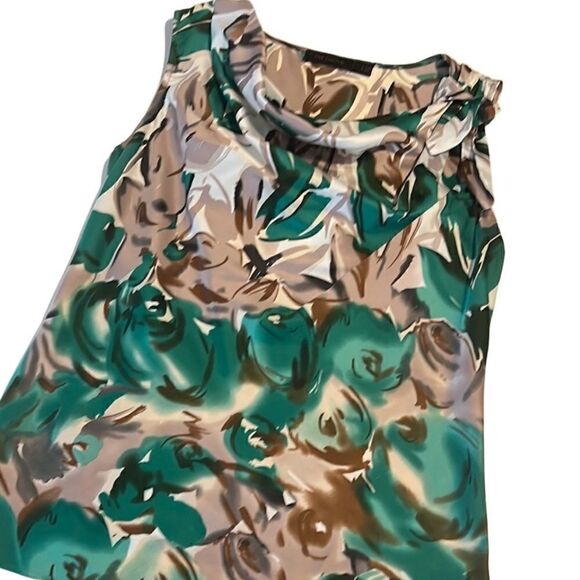 The Limited Floral Green and Brown Sleeveless Cowl Neck Top Size Medium - Picture 1 of 12